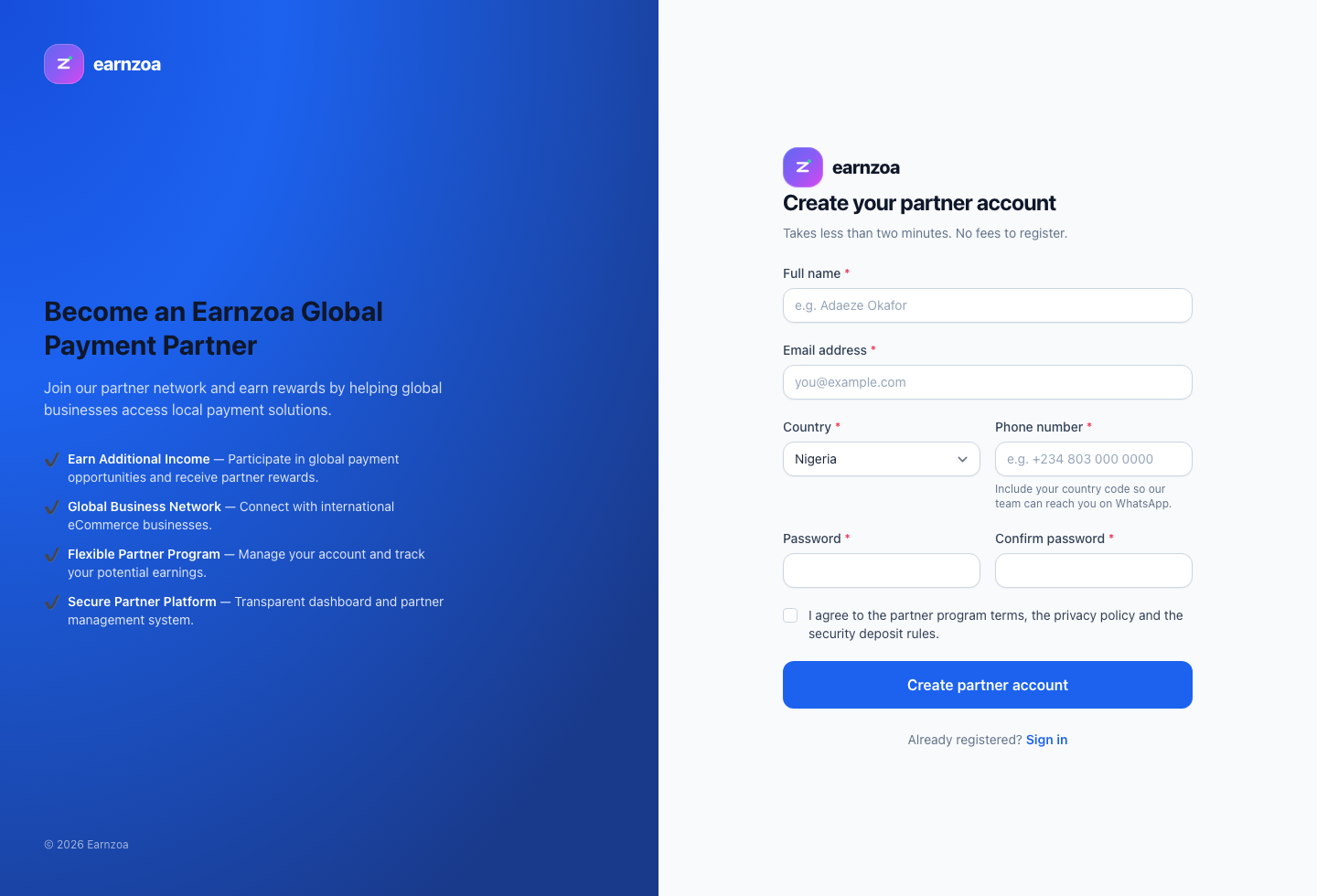 Create your account